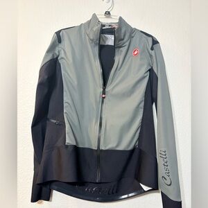Castelli Rosso Corsa Gore Windstopper Double Zip Cycle Jacket. Black/Gray Pocket